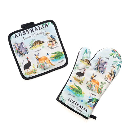 Light Blue Australian Wildlife Apron Set -Allanson Souvenirs