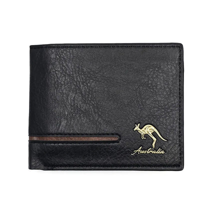 Black Mens Wallet with Gold Kangaroo - Allanson Souvenirs