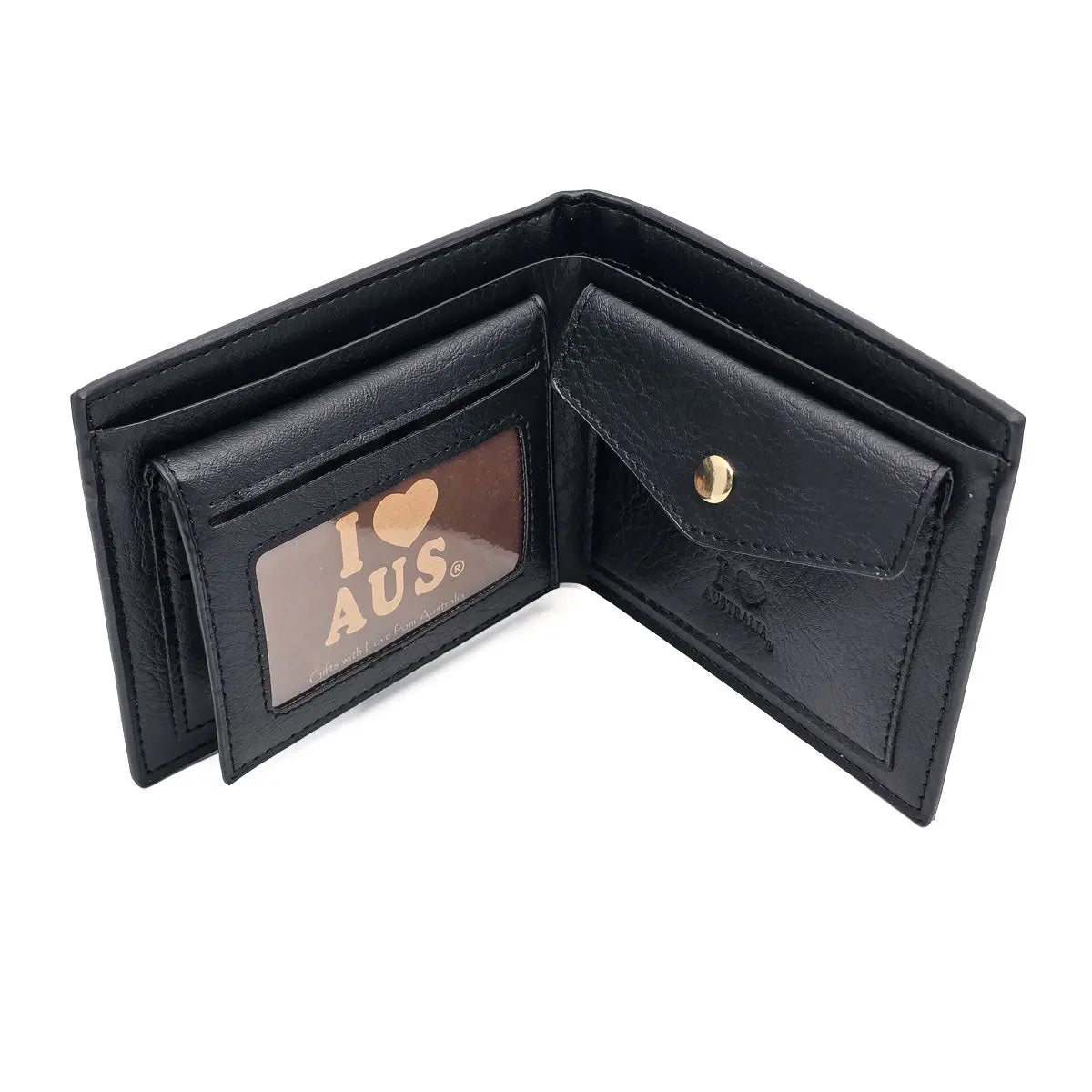 Black Mens Wallet with Gold Kangaroo - Allanson Souvenirs