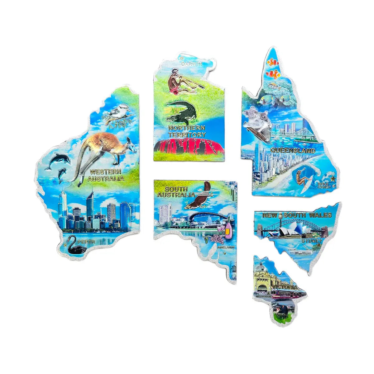 Blue Map of Australia Puzzle Magnet - Allanson Souvenirs