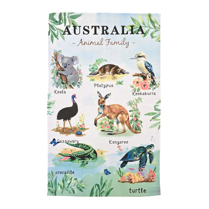 Blue Australian Wildlife Tea Towel -  Allanson Souvenirs