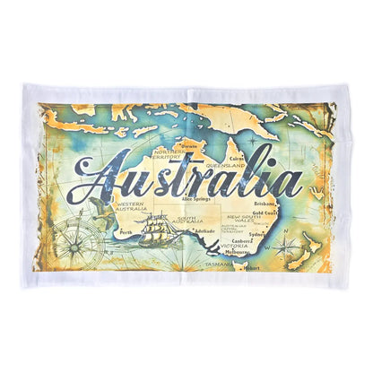 Blue Map of Australia Tea Towel - Allanson Souvenirs