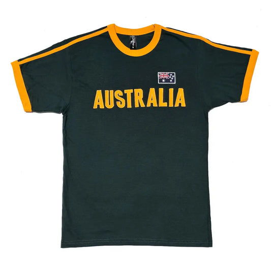 Green Adult Australia Stripe T-Shirt - Allanson Souvenirs