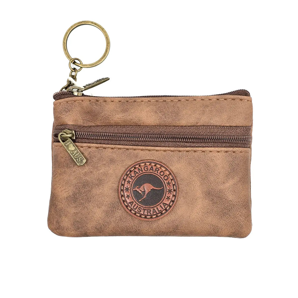 Brown 2 Zip Suede Coin Purse - Allanson Souvenirs