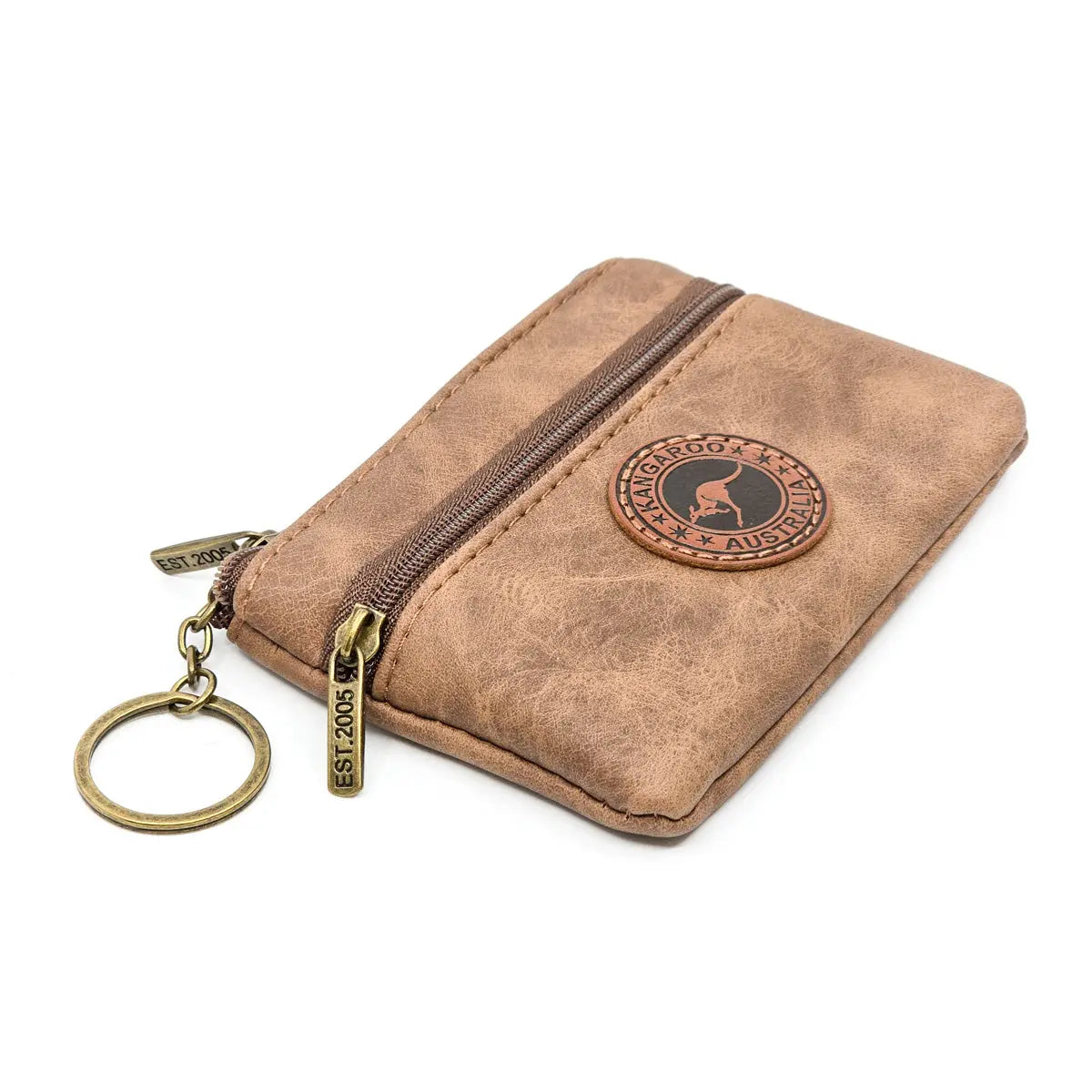 Brown 2 Zip Suede Coin Purse - Allanson Souvenirs