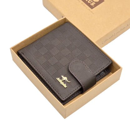 Brown Checkered Mens Leather Wallet -Allanson Souvenirs