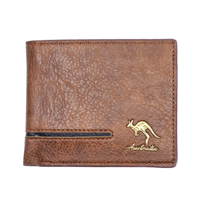Brown Mens Wallet with Gold Kangaroo - Allanson Souvenirs