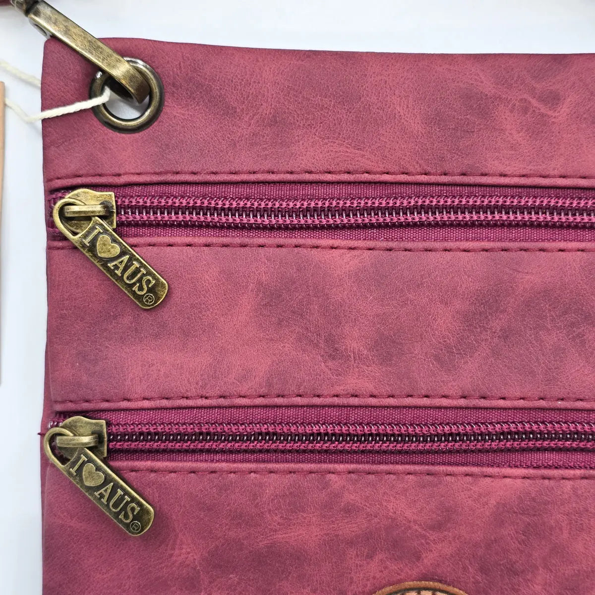 Burgundy Two Zip Suede Travel Bag Allanson Souvenirs