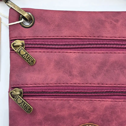 Burgundy Two Zip Suede Travel Bag Allanson Souvenirs