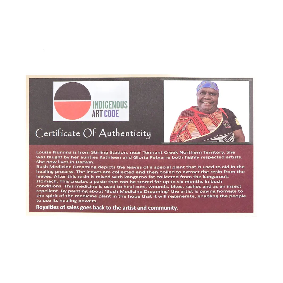 Louise Numina Certificate of Authenticity - Allanson Souvenirs
