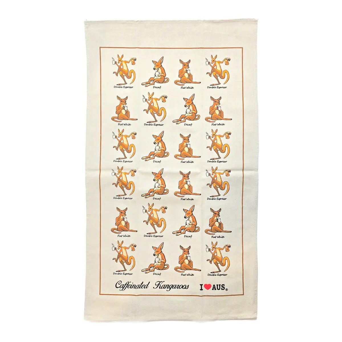 Caffeinated Kangaroos Tea Towel - Allanson Souvenirs