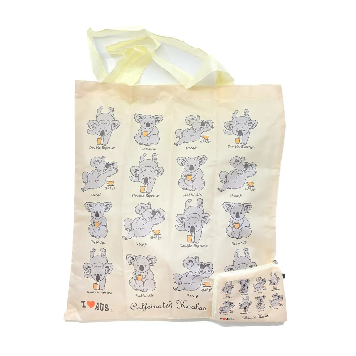 Caffeinated Koala Small Foldable Shopping Bag - Allanson Souvenirs