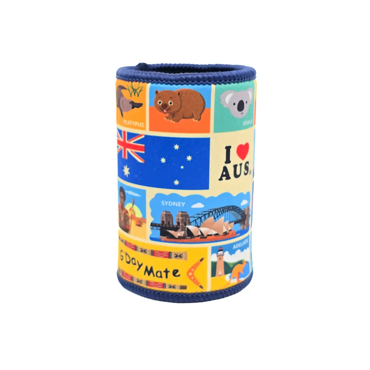 Checkered Australia Art Stubby Holder - Allanson Souvenirs