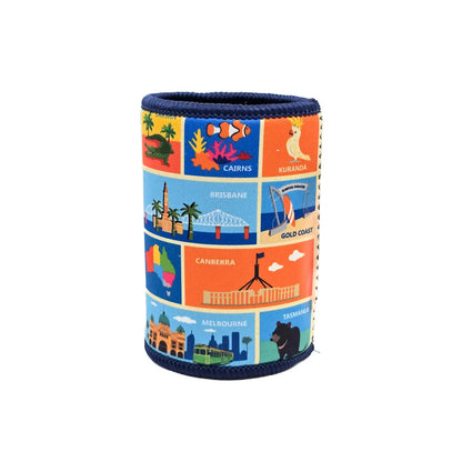 Checkered Australia Art Stubby Holder - Allanson Souvenirs