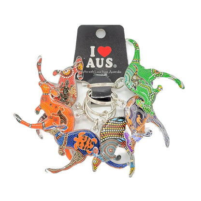 Colourful Aboriginal Designed Kangaroo Keyring Set - Allanson Souvenirs