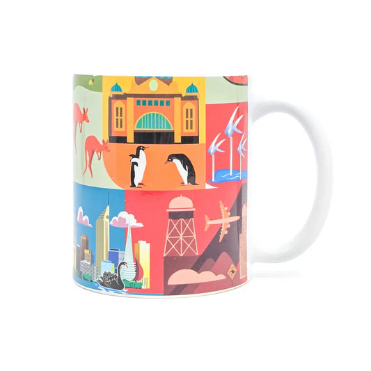 Colourful Australian Icons Coffee Mug - Allanson Souvenirs