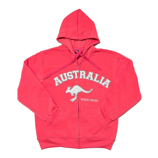 Coral Australian Souvenir Kangaroo Hooded Jacket - Allanson Souvenirs