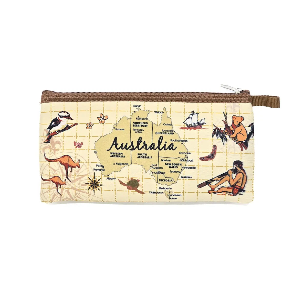 Cream Australia Map Pencil Case - Allanson Souvenirs