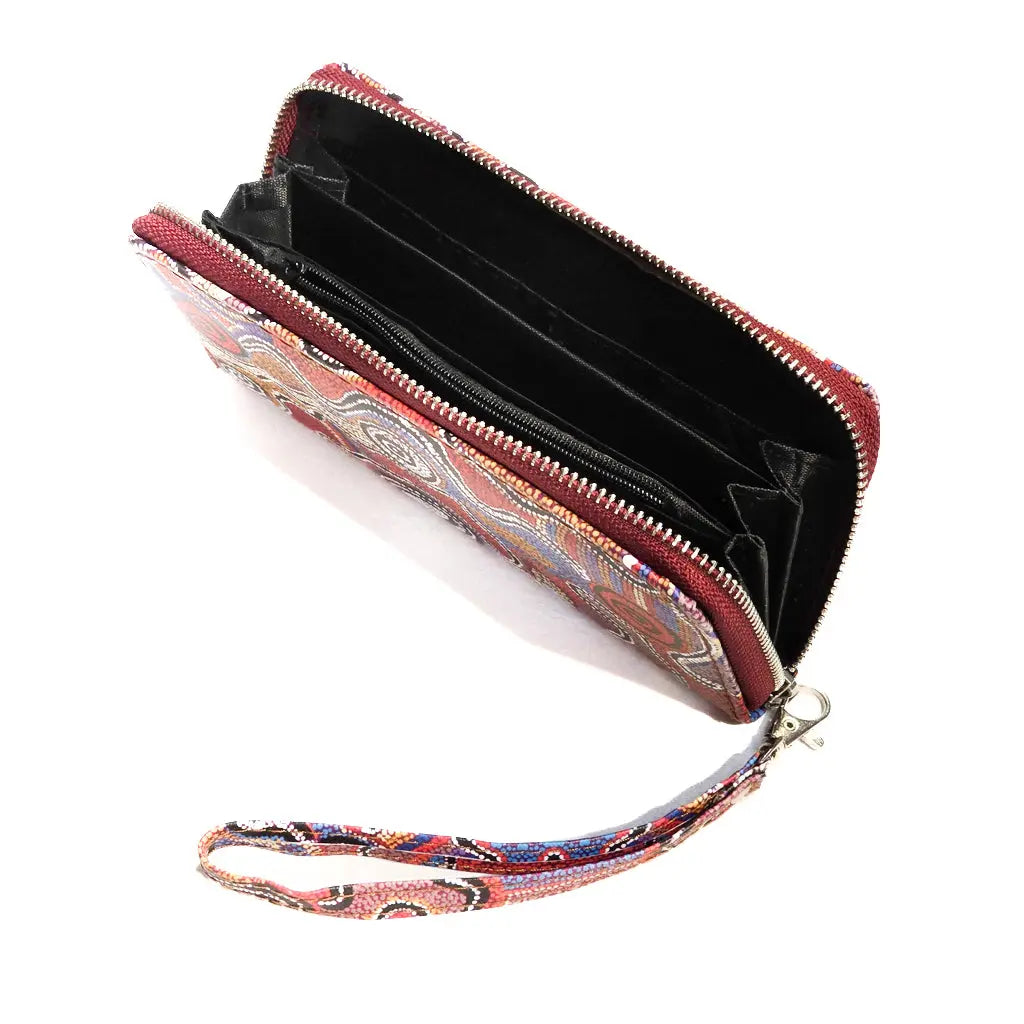 Dotted Waterholes Zip Wrist Wallet Open Allanson Souvenirs