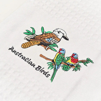 Embroidered Australian Bird Waffle Tea Towel Allanson Souvenirs
