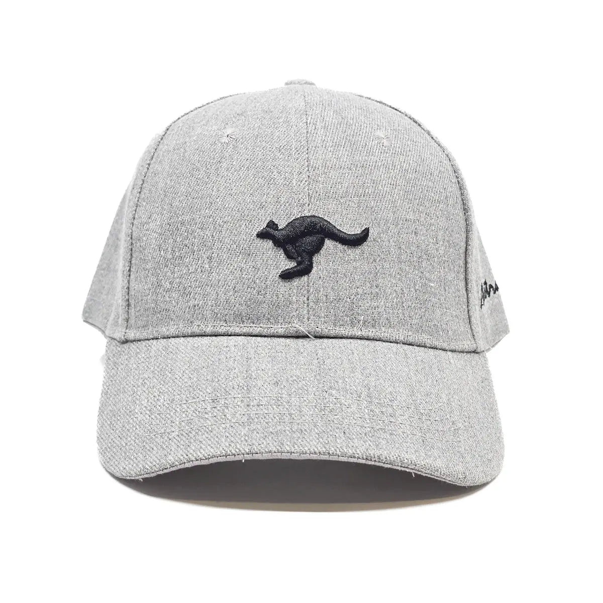 Embroidered Black Kangaroo Grey Baseball Cap - Allanson Souvenirs