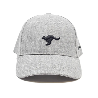 Embroidered Black Kangaroo Grey Baseball Cap - Allanson Souvenirs