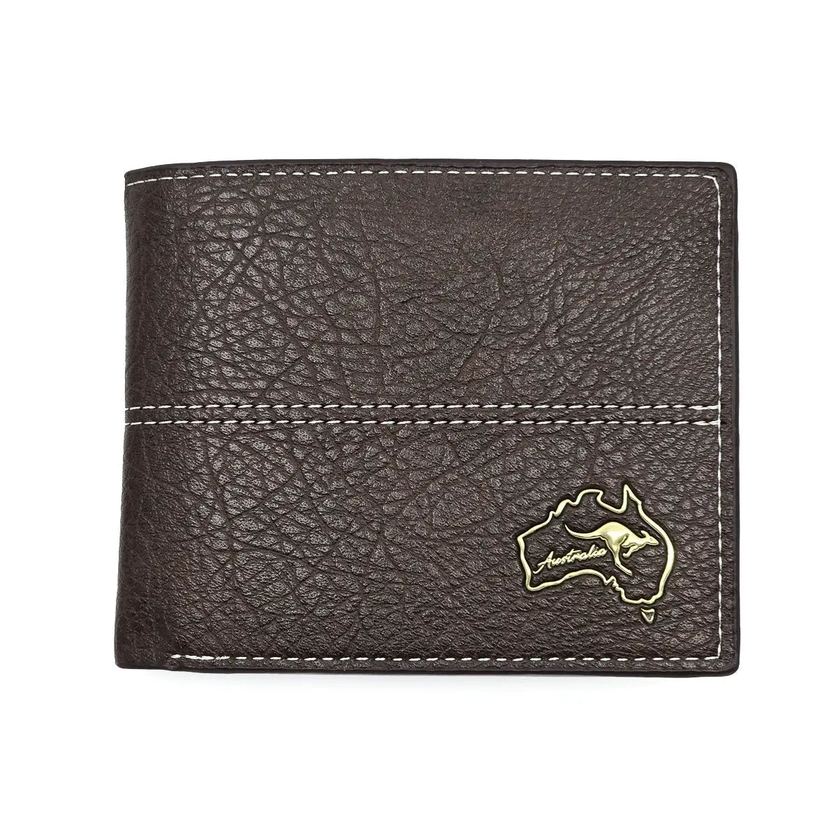 Gold Australia Map Brown Mens Wallet - Allanson Souvenirs