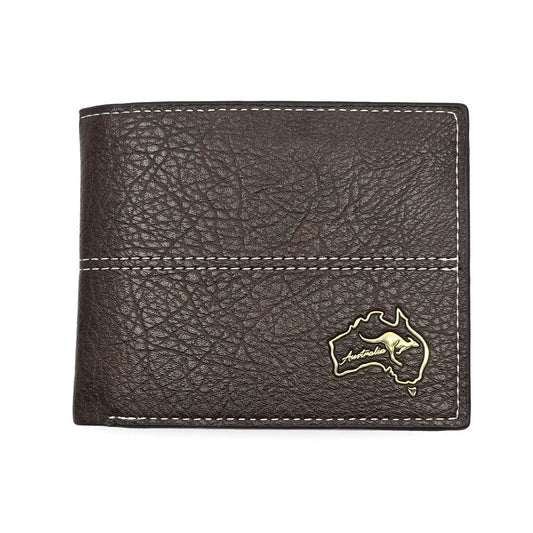 Gold Australia Map Brown Mens Wallet - Allanson Souvenirs