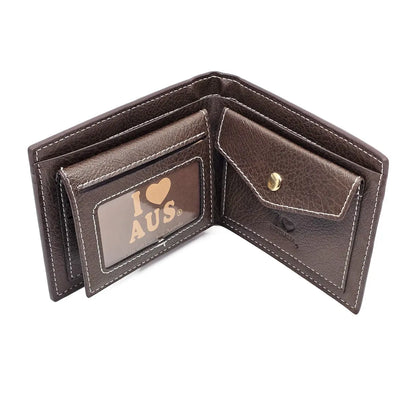 Gold Australia Map Brown Mens Wallet - Allanson Souvenirs