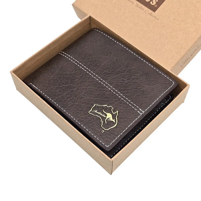 Gold Australia Map Brown Mens Wallet - Allanson Souvenirs