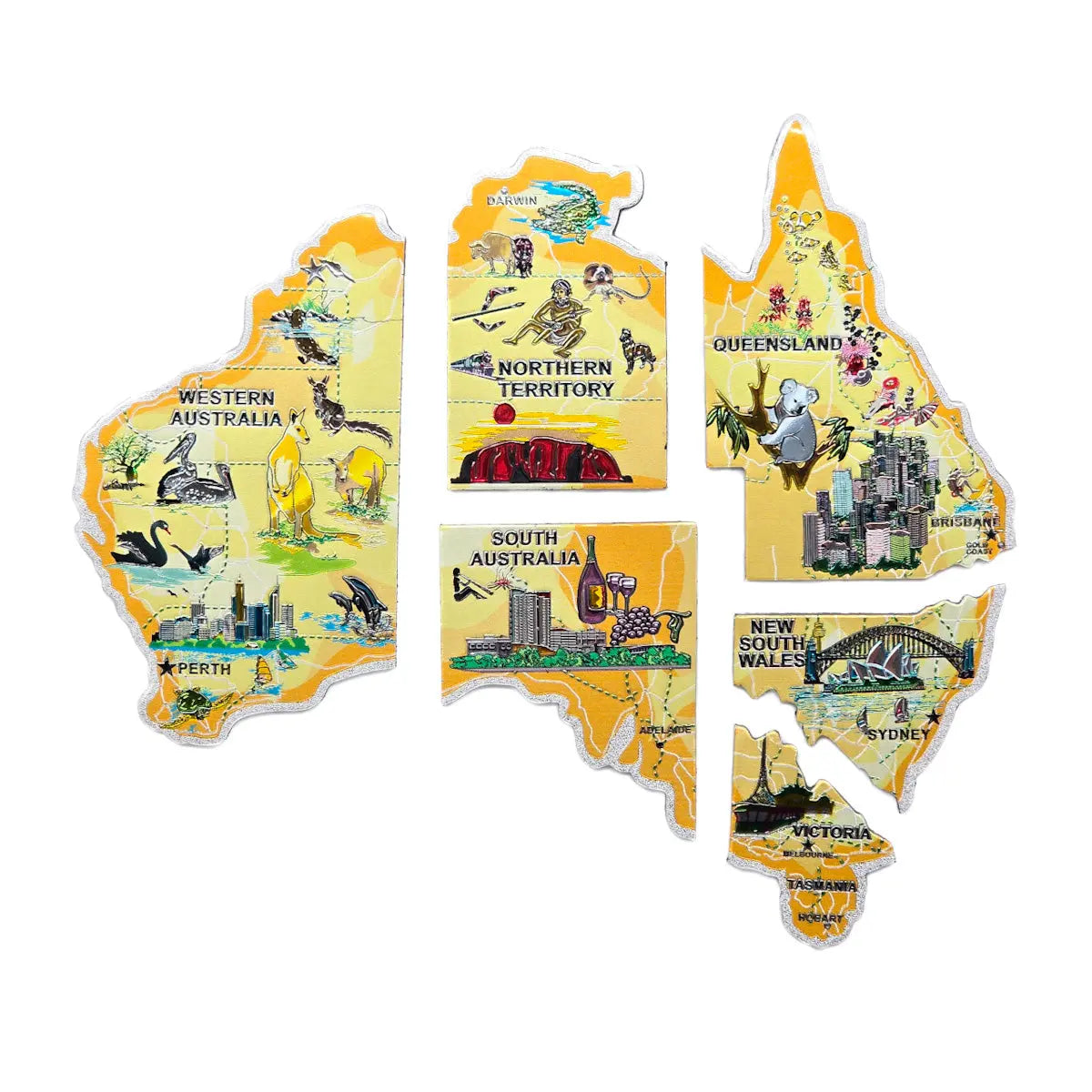 Gold Map of Australia Puzzle Magnet - Allanson Souvenirs