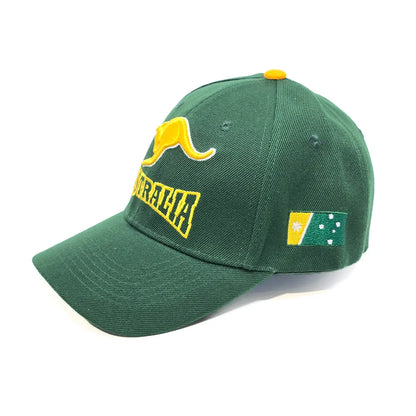Green and Gold Kangaroo Baseball Cap - Allanson Souvenirs