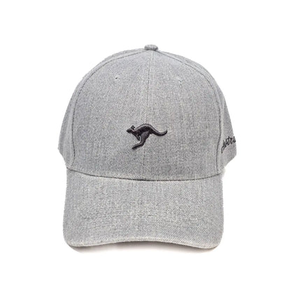Grey Embroidered Kangaroo Baseball Cap - Allanson Souvenirs