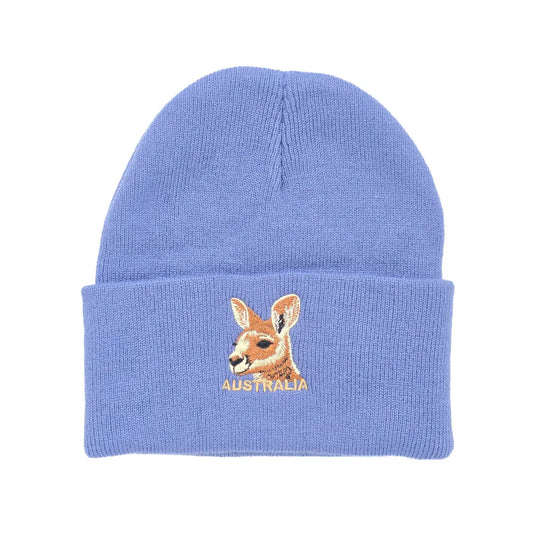 Grey Blue Kangaroo Beanie - Allanson Souvenirs