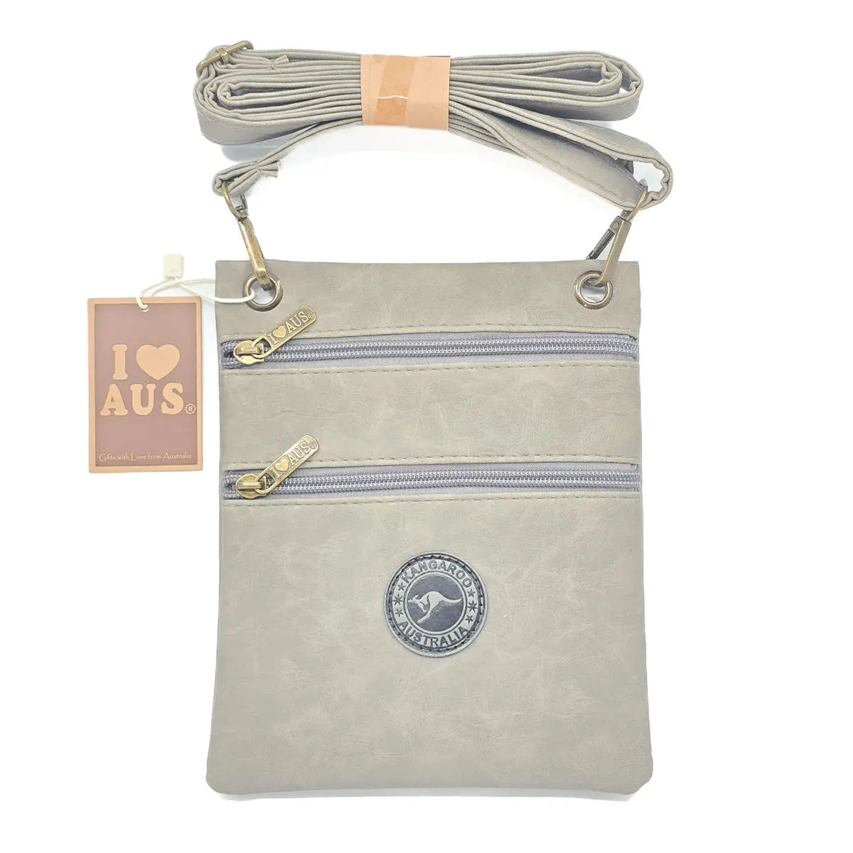 Grey Two Zip Suede Travel Bag - Allanson Souvenirs