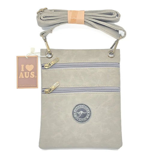 Grey Two Zip Suede Travel Bag - Allanson Souvenirs