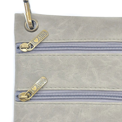 Grey Two Zip Suede Travel Bag - Allanson Souvenirs