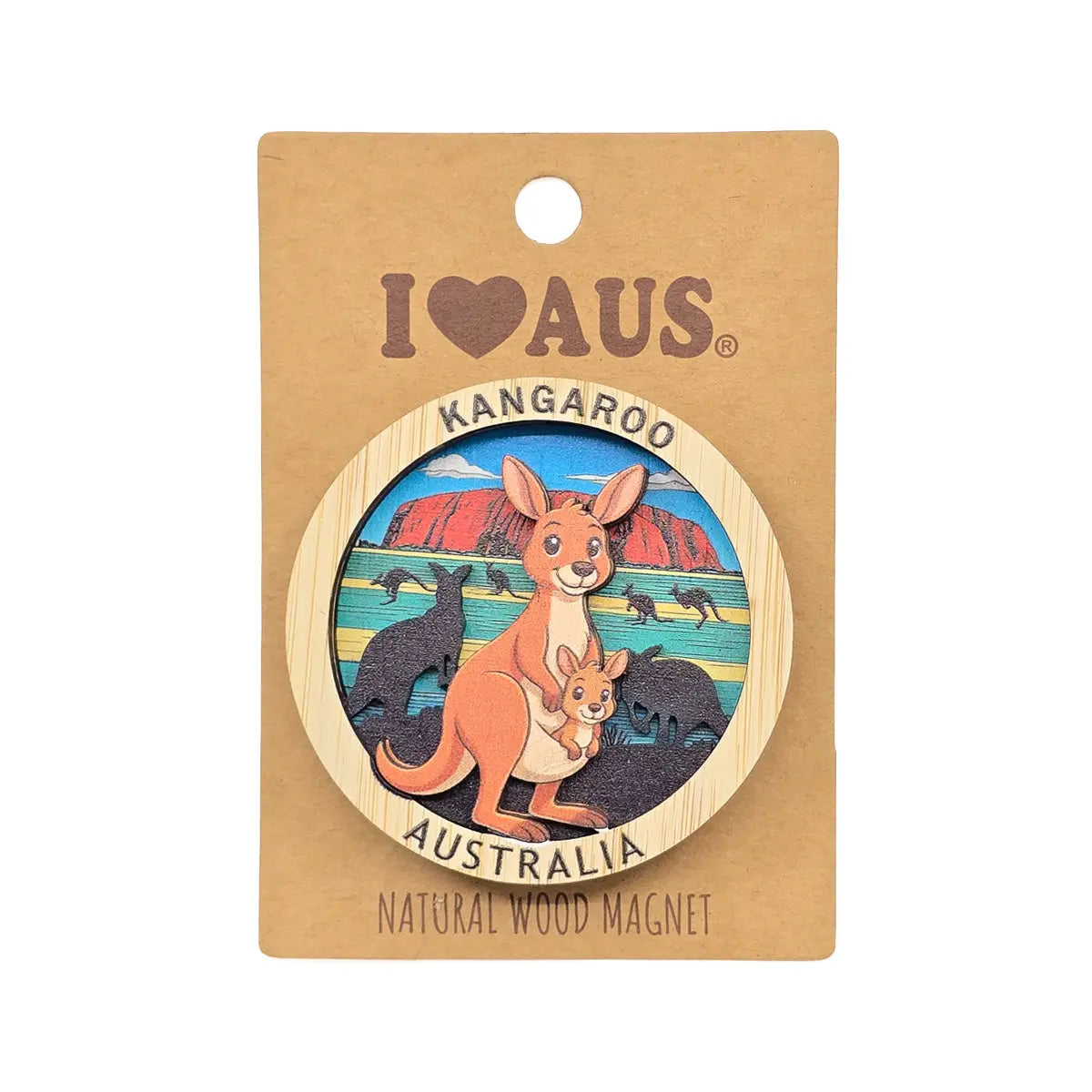Kangaroo Bamboo Fridge Magnet - Allanson Souvenirs