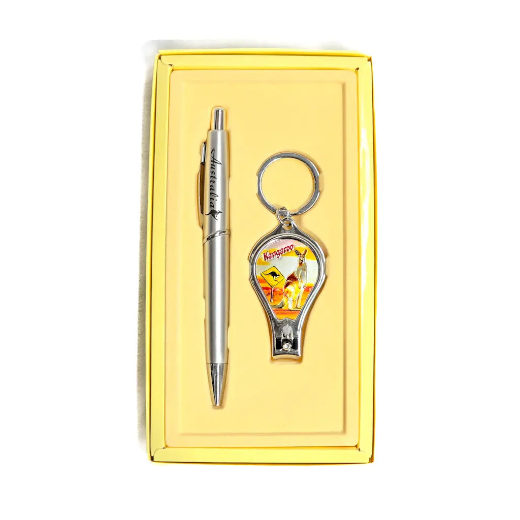 Kangaroo Nail Cutter Keyring and Pen set Allanson Souvenirs