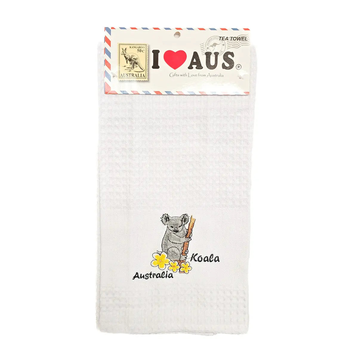 Koala Embroidered Waffle Tea Towel Allanson Souvenirs