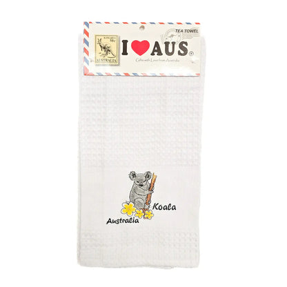 Koala Embroidered Waffle Tea Towel Allanson Souvenirs