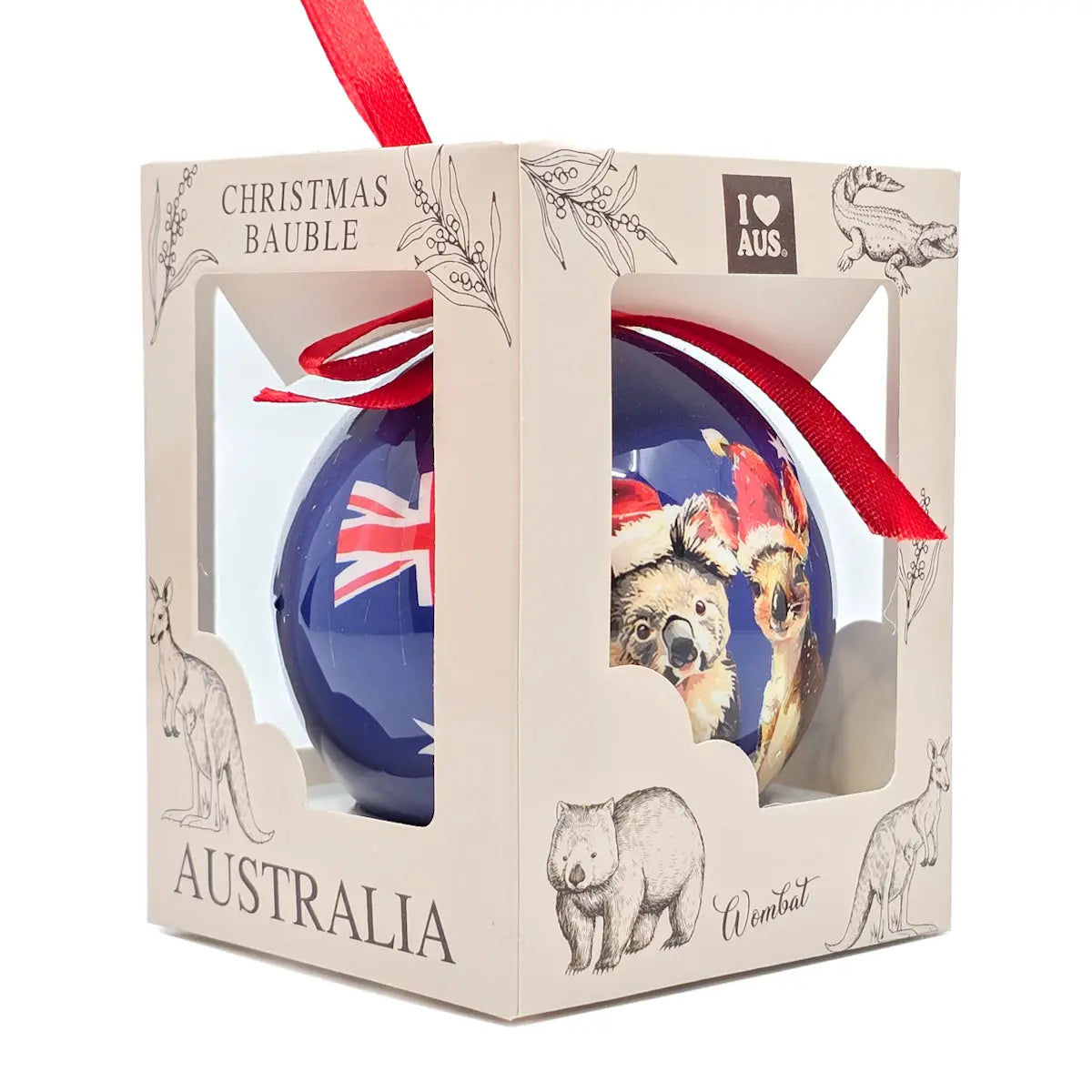 Koala &amp; Kangaroo Flag Christmas Bauble - Allanson Souvenirs
