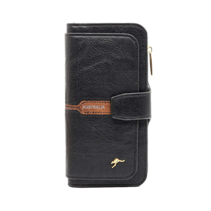 Ladies Black Wallet with Gold Kangaroo - Allanson Souvenirs