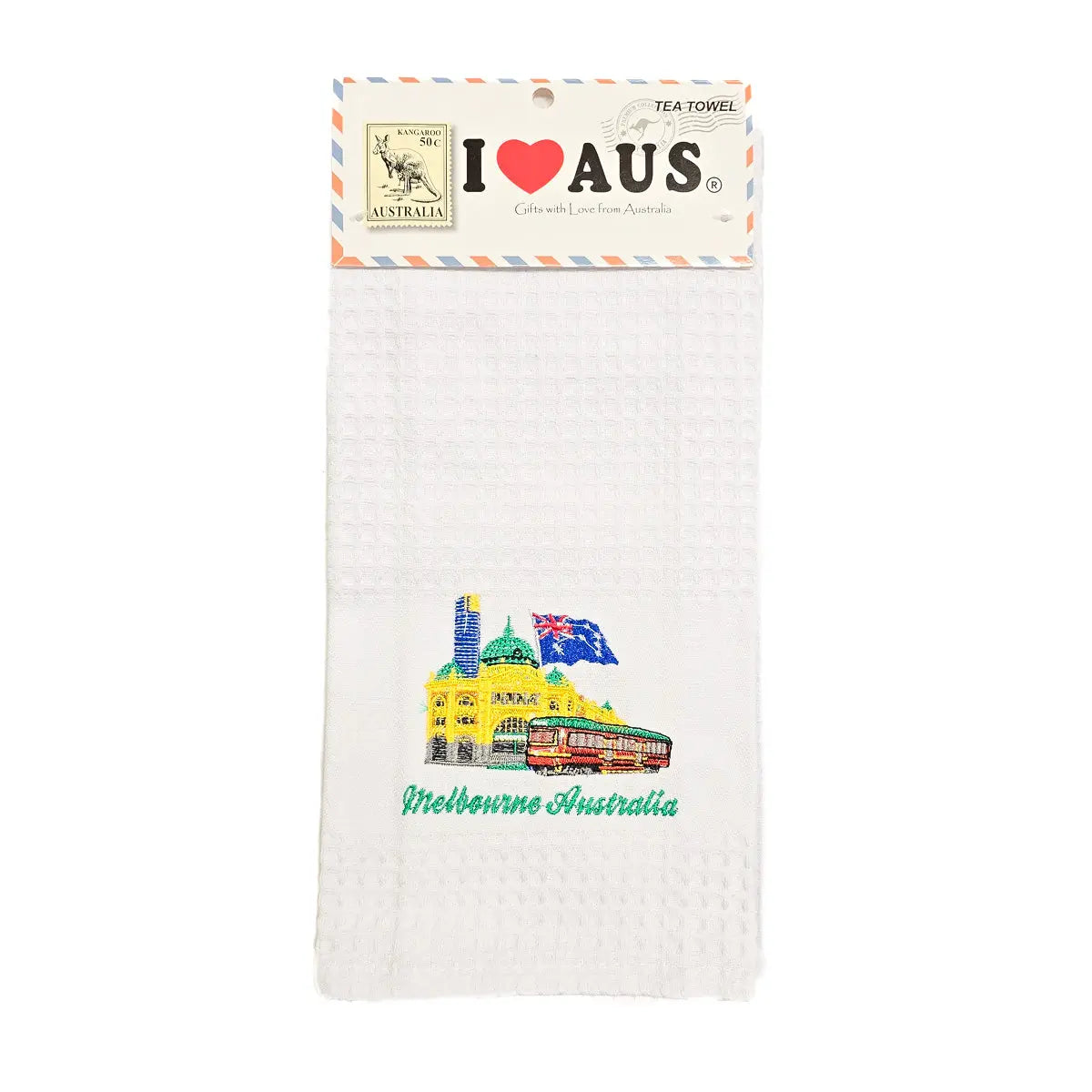 Melbourne Flinders Street Station Waffle Tea-Towel Allanson Souvenirs