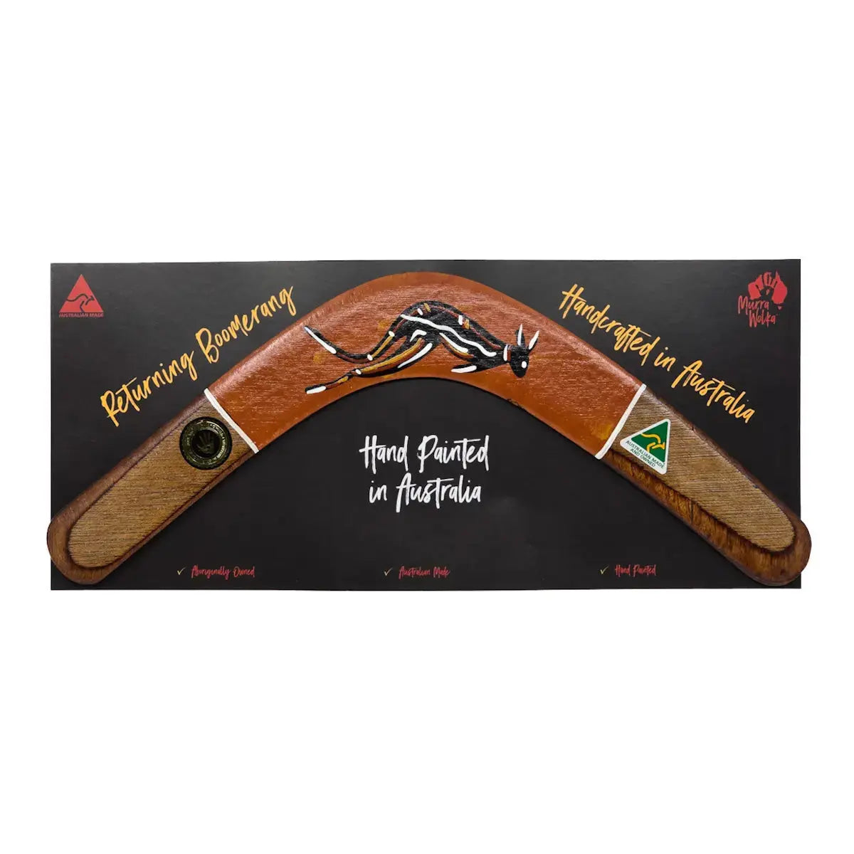 Murra Wolka Brown Contemporary Returning Boomerang - Allanson Souvenirs