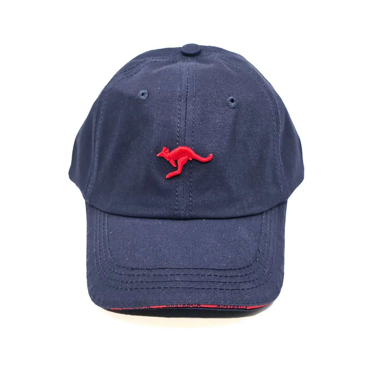 Navy Baseball Cap with Red Kangaroo - Allanson Souvenirs
