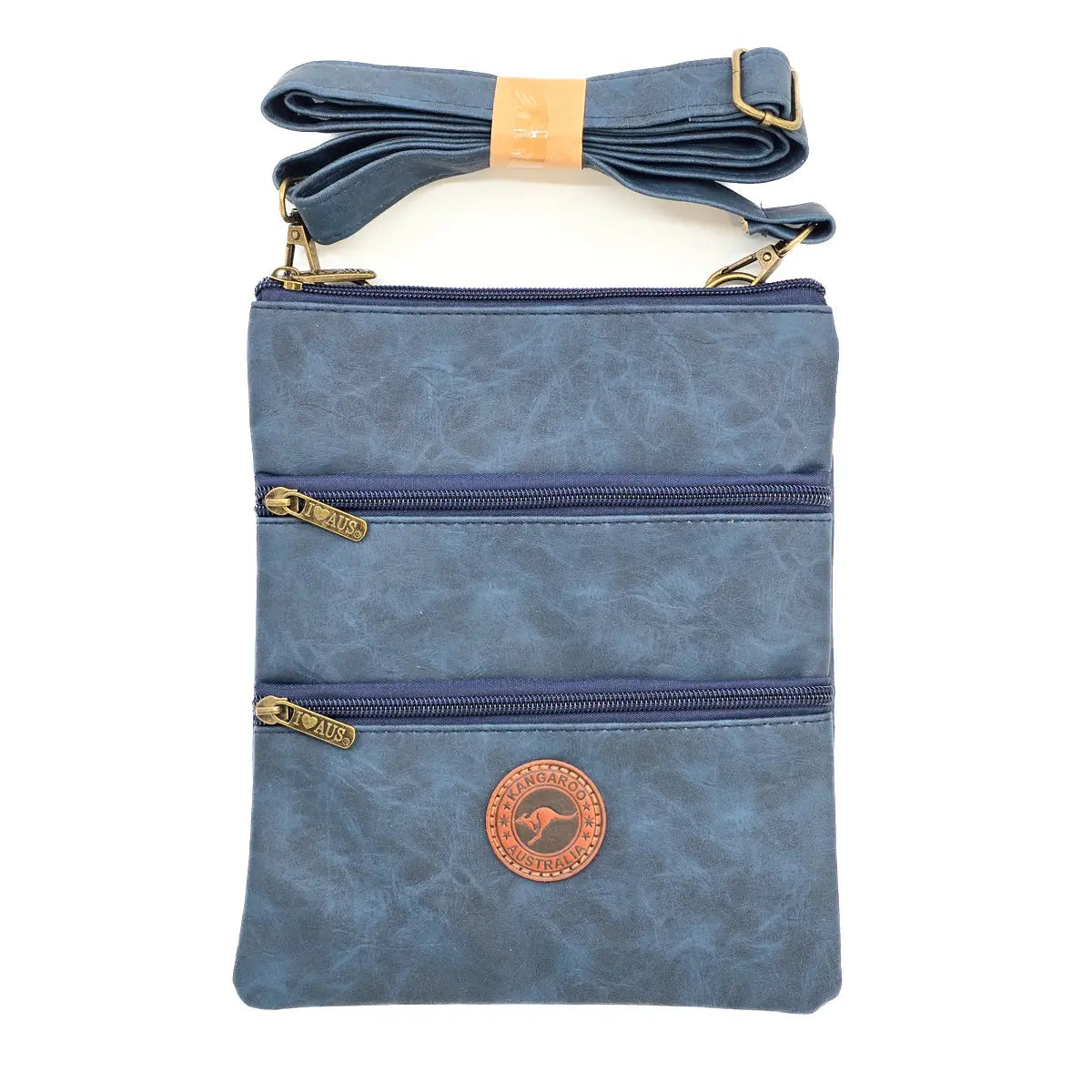 Navy Three Zip Suede Travel Bag | Allanson Souvenirs