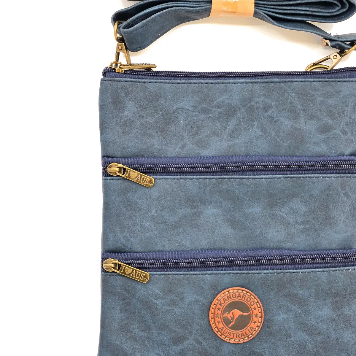 Navy Three Zip Suede Travel Bag Allanson Souvenirs