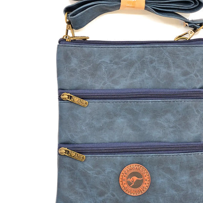 Navy Three Zip Suede Travel Bag Allanson Souvenirs