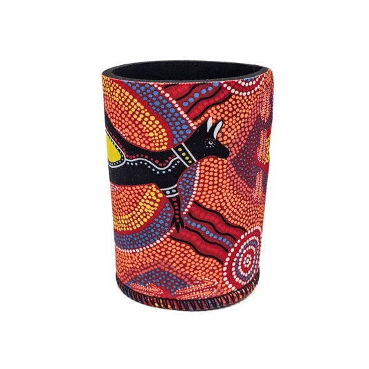 Orange Aboriginal Kangaroo Stubby Holder - Allanson Souvenirs